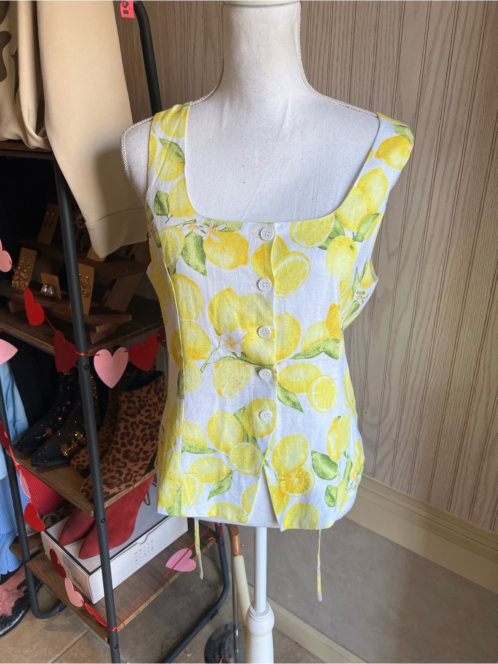 HYFVE Linen Blend Lemon Print Vest & Short Set NIP - Picture 3 of 11